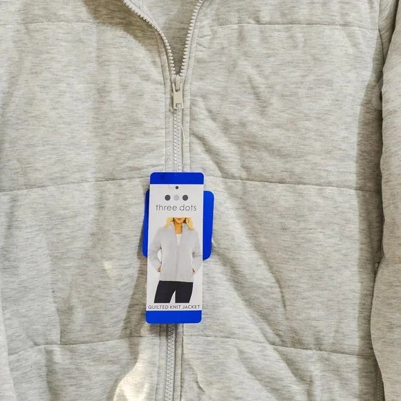 Three Dots Quilted knit jacket Grey - Picture 2 of 4